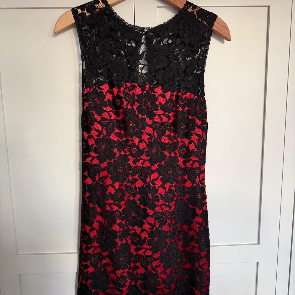 D&G Red Silk with Black Lace Minidress sz IT 42